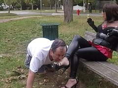 Public slave training in the park