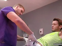Gay doctor sucking off his handsome patient
