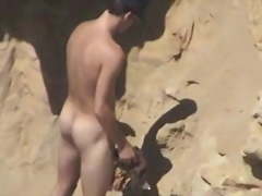 Caught nudist wanking at the beach