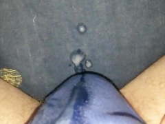 Cumming blue cotton panties