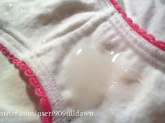 Cum splattered white cotton panties