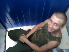 Russian soldier Semen jerking in toilet