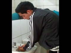 YOUNG GUY CAUGHT JERK AND CUM IN TOILET STALL